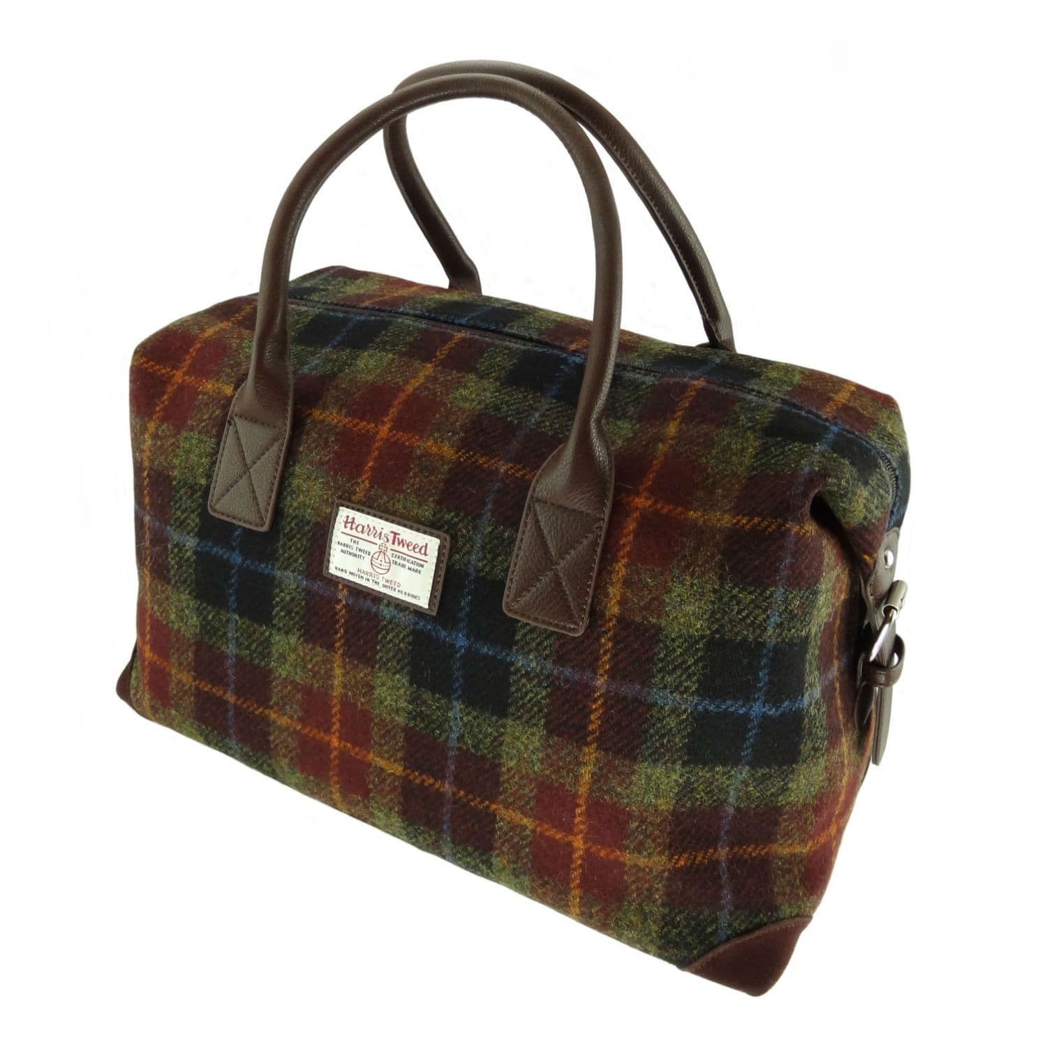 Authentic Harris Tweed Rust Check Travel Overnight Holdall Bag