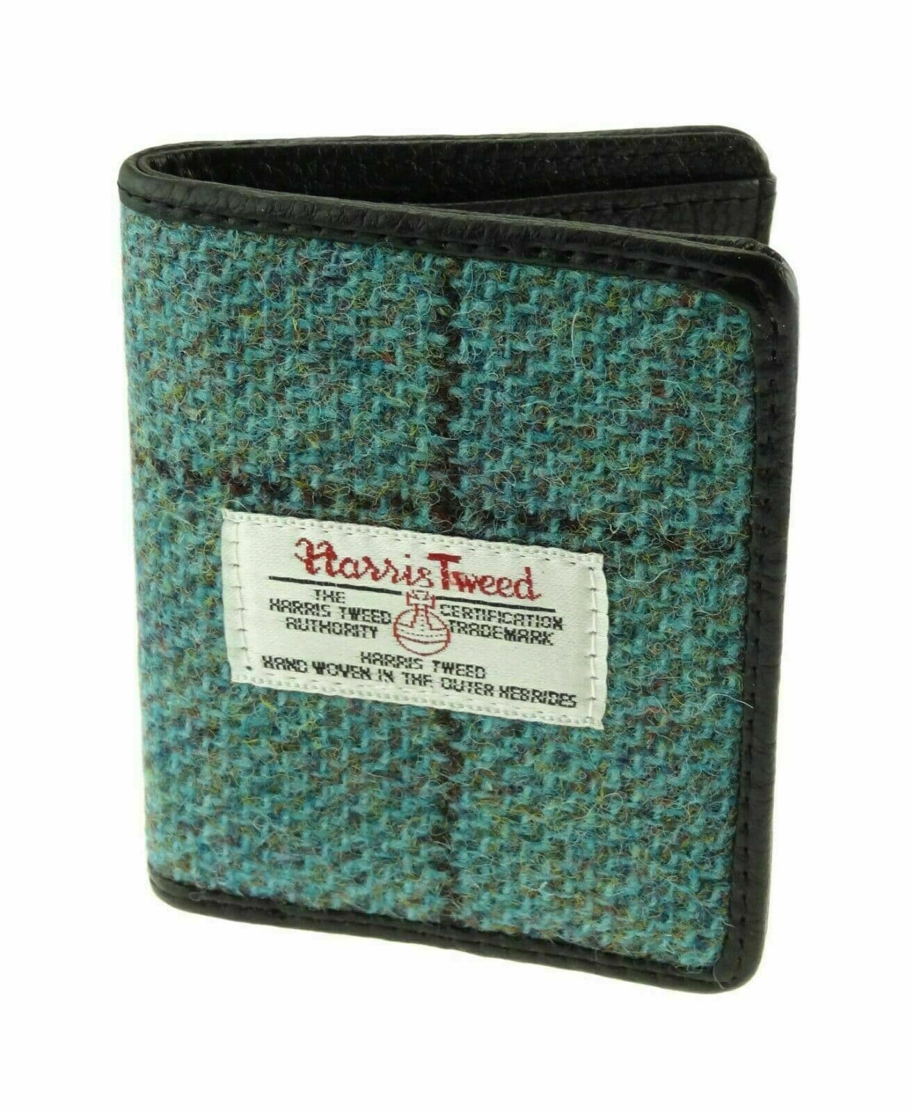 Authentic Harris Tweed Turquoise Step Weave Check Credit Card Holder