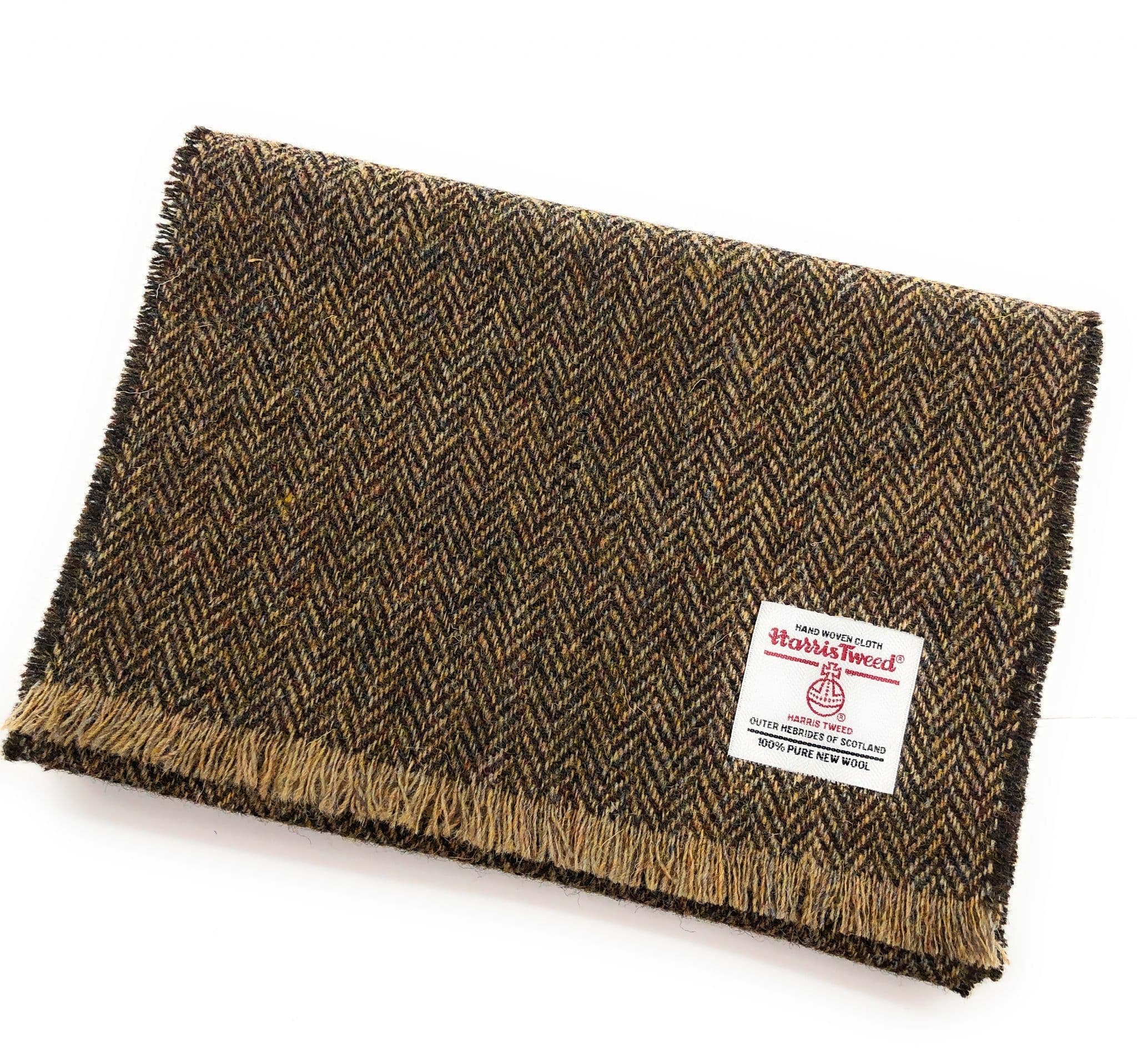 Authentic Harris Tweed Unisex Brown Herringbone Tweed Scarf