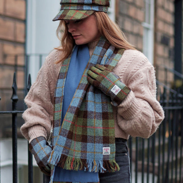 Authentic Harris Tweed Unisex Macleod Tartan Tweed Scarf- Made In Scotland