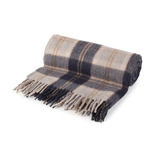 Bannockbane Silver  Tartan Wool Blend Throw Travel Blanket 155cm x 190cm