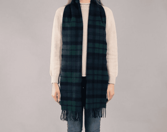 Black Watch Tartan Luxury Oversized Pure Lambswool Unisex Scarf - Made in Scotland