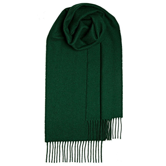 Bottle Green Plain Coloured Pure Lambswool Unisex Scarf - Made in Scotland