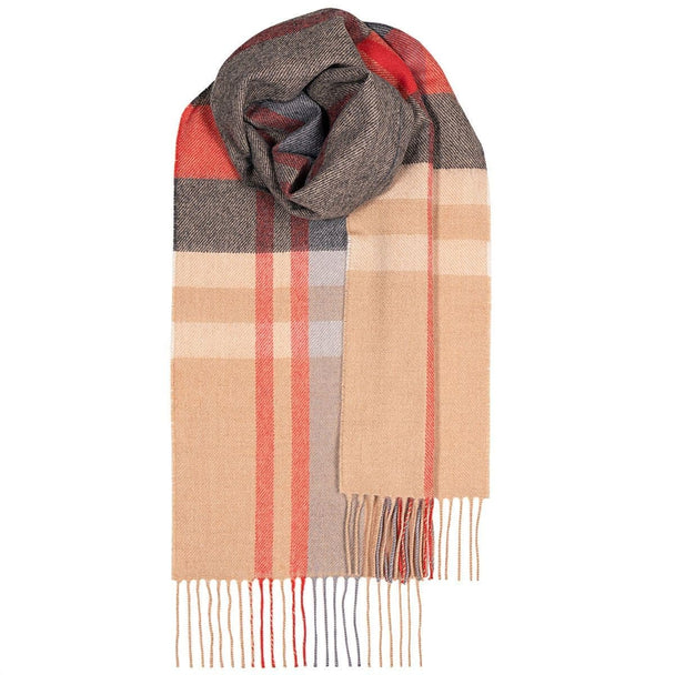 Bowhill Belses Camel Pure Lambswool Unisex Scarf - Made in Scotland