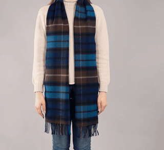 Buchanan Blue Luxury Oversized  Pure Lambswool  Unisex Scarf - Made in Scotland