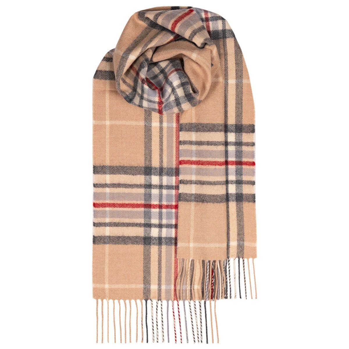 Camel Yarrow Pure Lambswool Unisex Scarf - Made in Scotland
