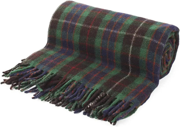 Fraser Hunting Tartan Wool Blend Throw Travel Blanket 155cm x 190cm