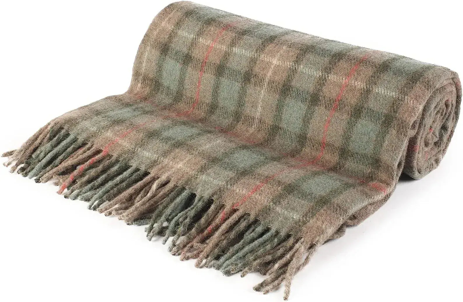 Fraser Hunting Weathered Tartan Wool Blend Throw Travel Blanket 155cm x 190cm