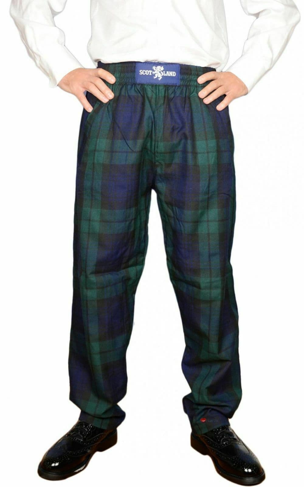 Gents black watch tartan casual trousers
