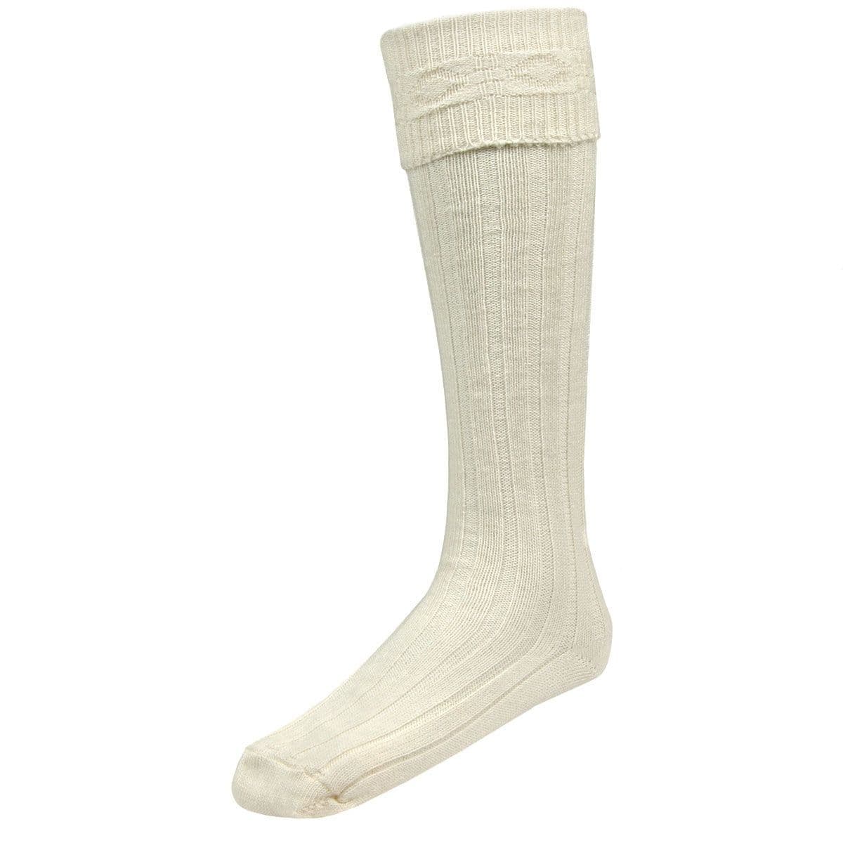 Gents blend wool plain white kilt hose socks made in scotland