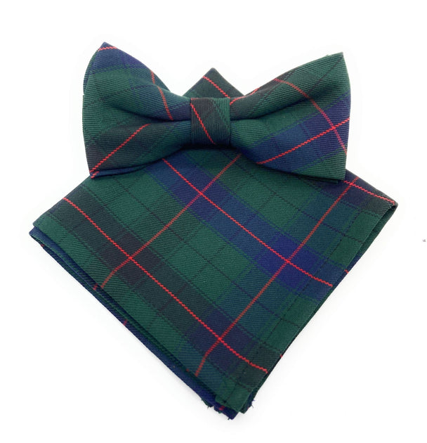 Gents Davidson Modern Tartan Bow Tie & Matching Pocket Square Set