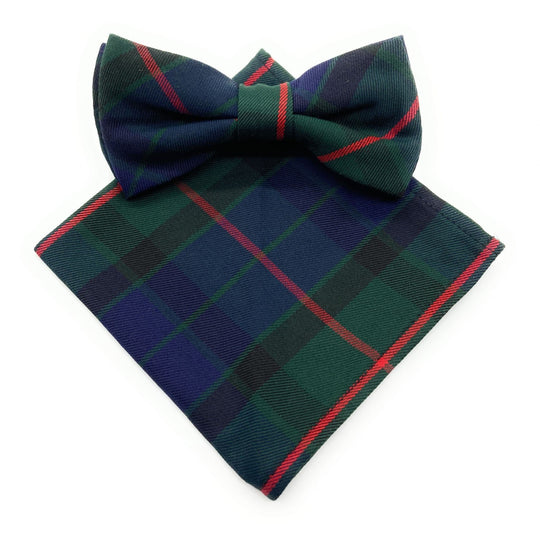 Gents Gunn Tartan Bow Tie & Matching Pocket Square Set