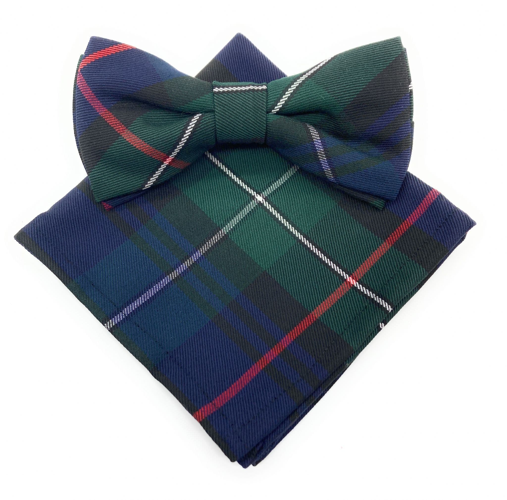Gents MacKenzie Modern Tartan Bow Tie & Matching Pocket Square Set