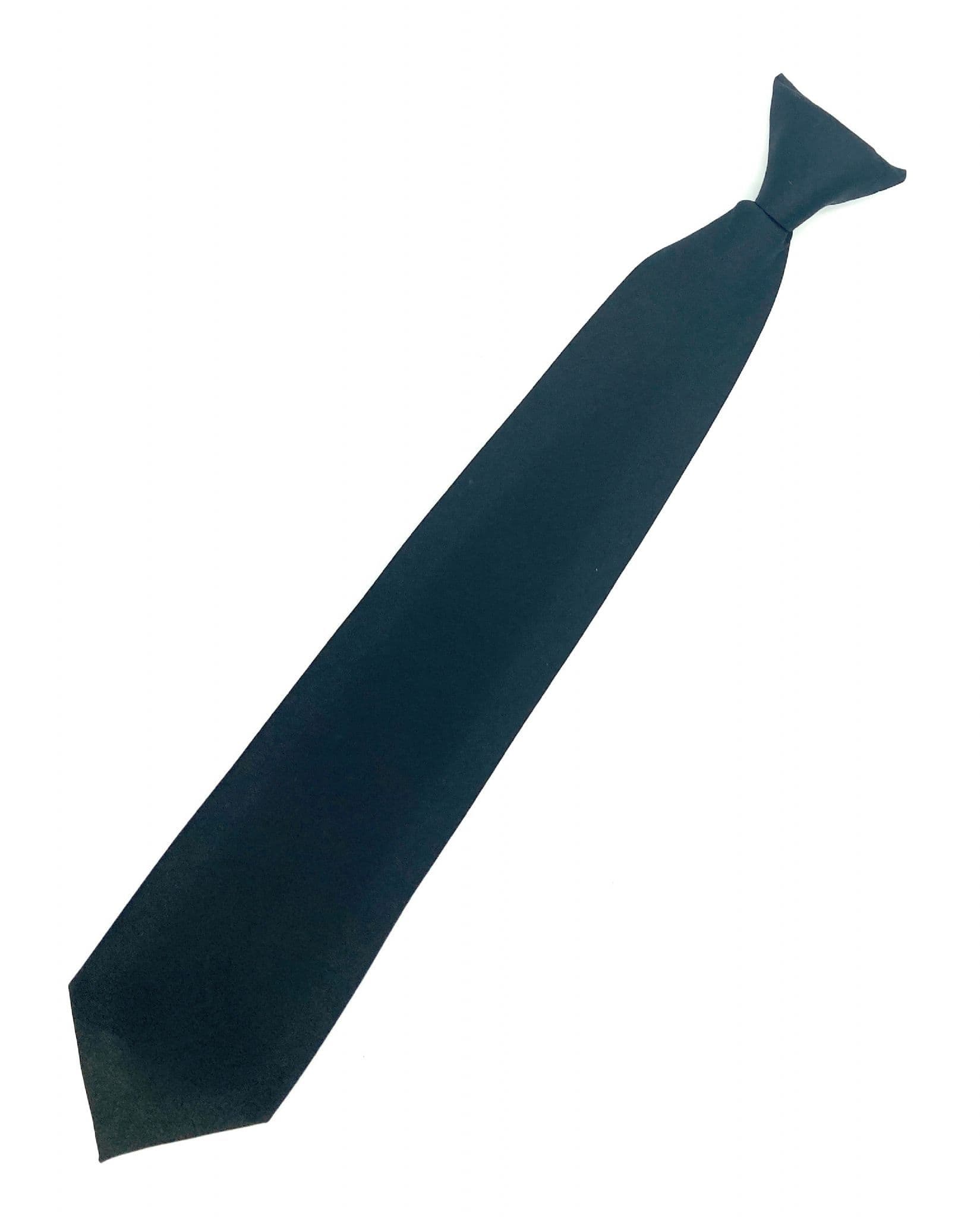 Gents Plain Black Matte Finish Clip On Tie - Made in Scotland