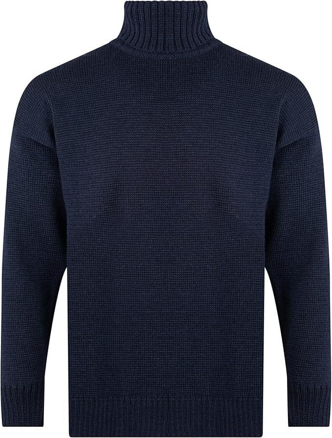 Gents Pure British Wool Navy Submariner Turtleneck Pullover