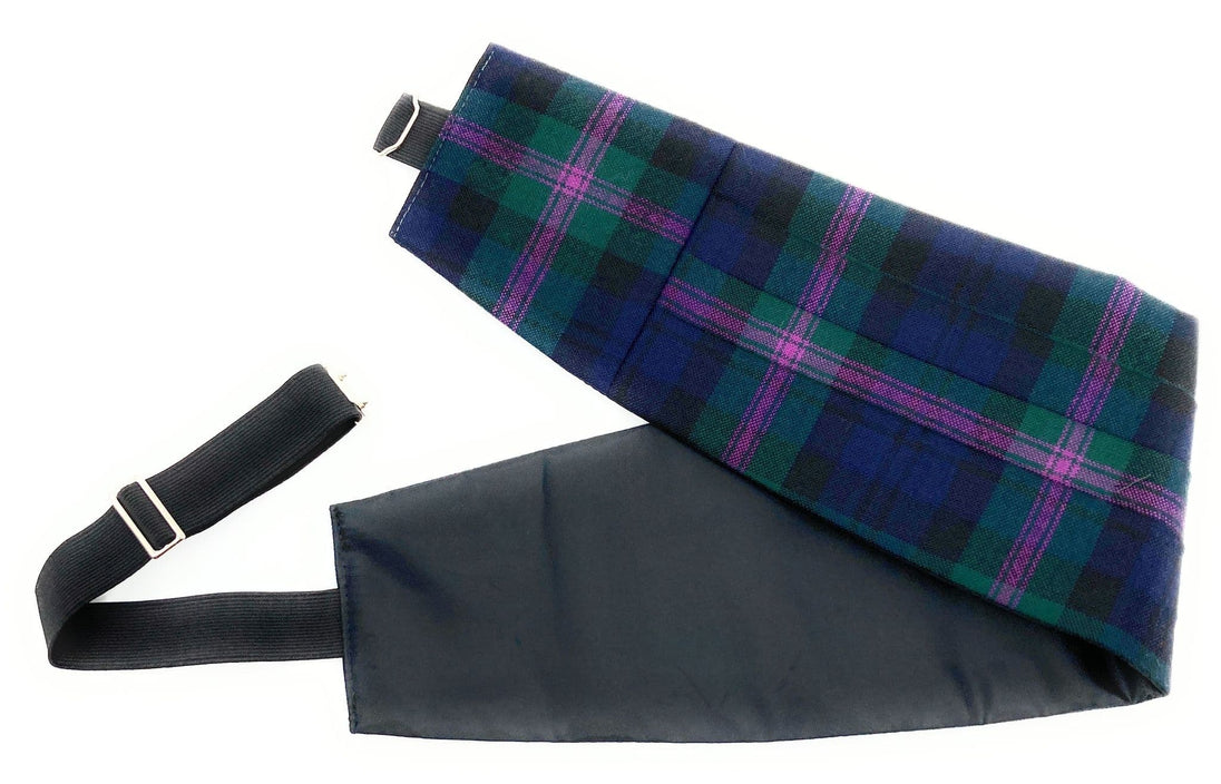 Gents Pure Wool Baird Modern Tartan Cummerbund & Bow Tie Set - Made in Scotland