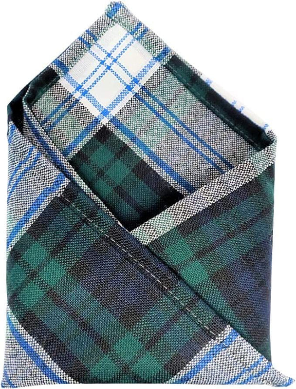 Gents Pure Wool Black Watch Dress Tartan Pocket Square - Made In Scotland