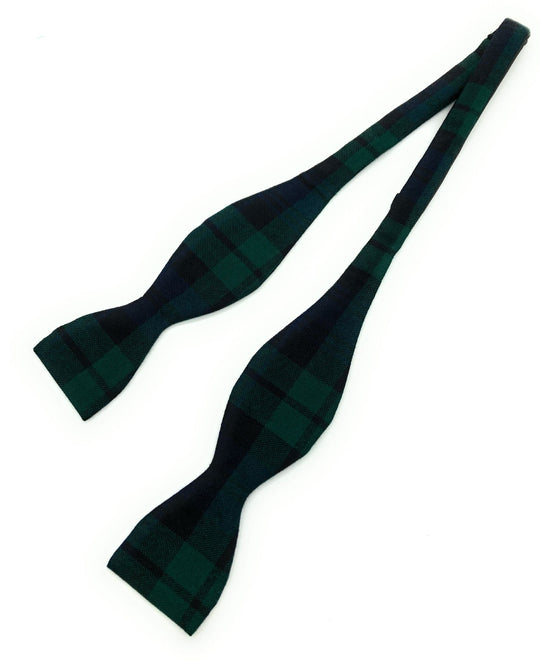 Gents Pure Wool Black Watch Tartan Self Tied Bow Tie By Ingles Buchan of Scotland