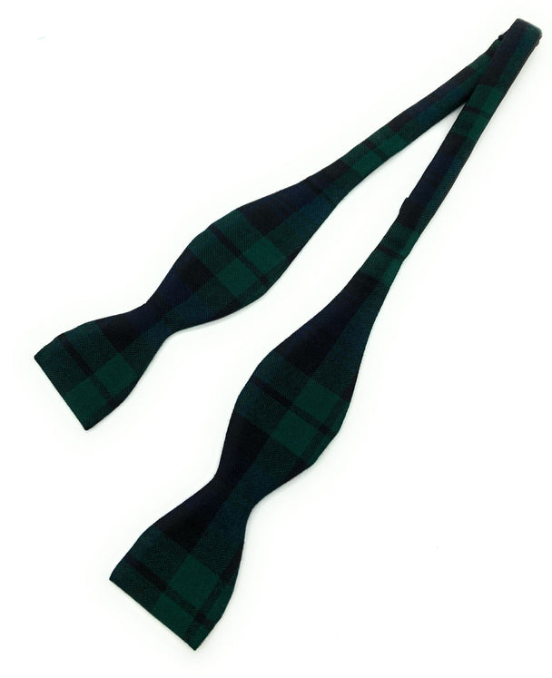 Gents Pure Wool Black Watch Tartan Self Tied Bow Tie By Ingles Buchan of Scotland