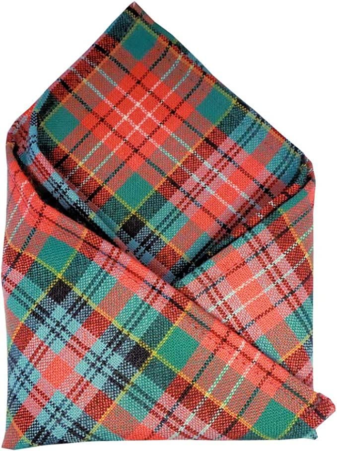 Gents Pure Wool Caledonia Ancient Tartan Pocket Square - Made In Scotland