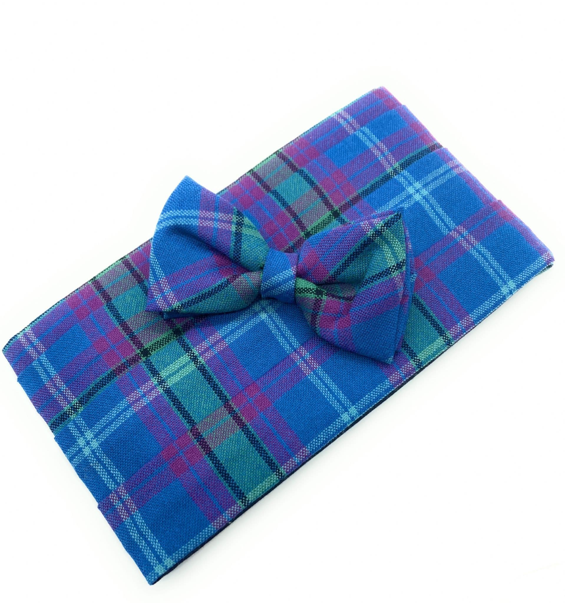 Gents Pure Wool Dunbartonshire Tartan Cummerbund & Bow Tie Set - Made in Scotland