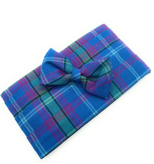 Gents Pure Wool Dunbartonshire Tartan Cummerbund & Bow Tie Set - Made in Scotland