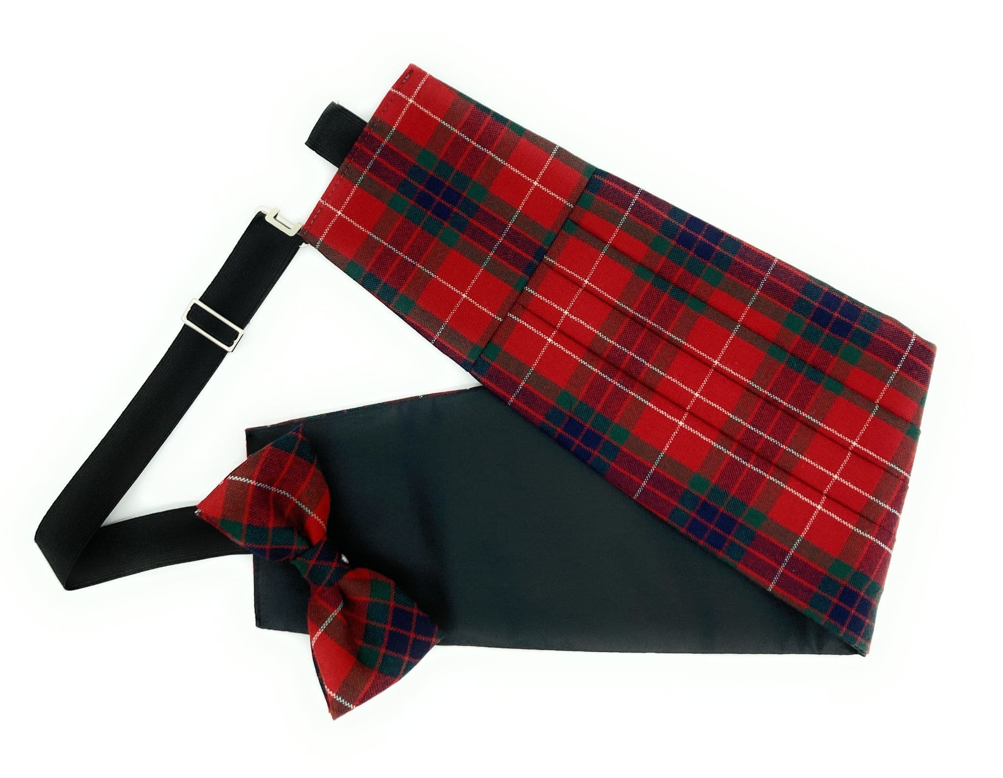 Gents Pure Wool Fraser Dress Modern Tartan Cummerbund & Bow Tie Set - Made in Scotland