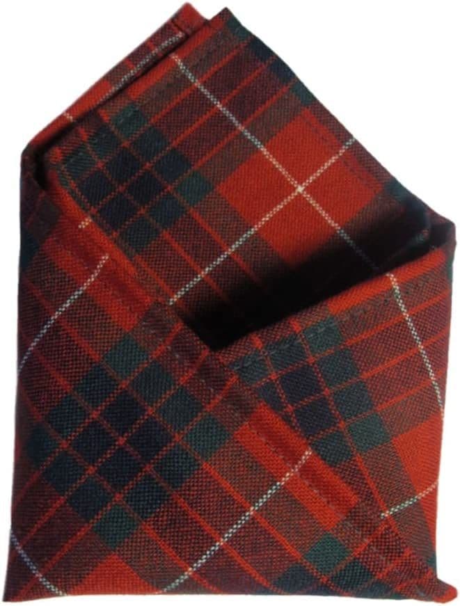 Gents Pure Wool Fraser Red Tartan Pocket Square - Made In Scotland