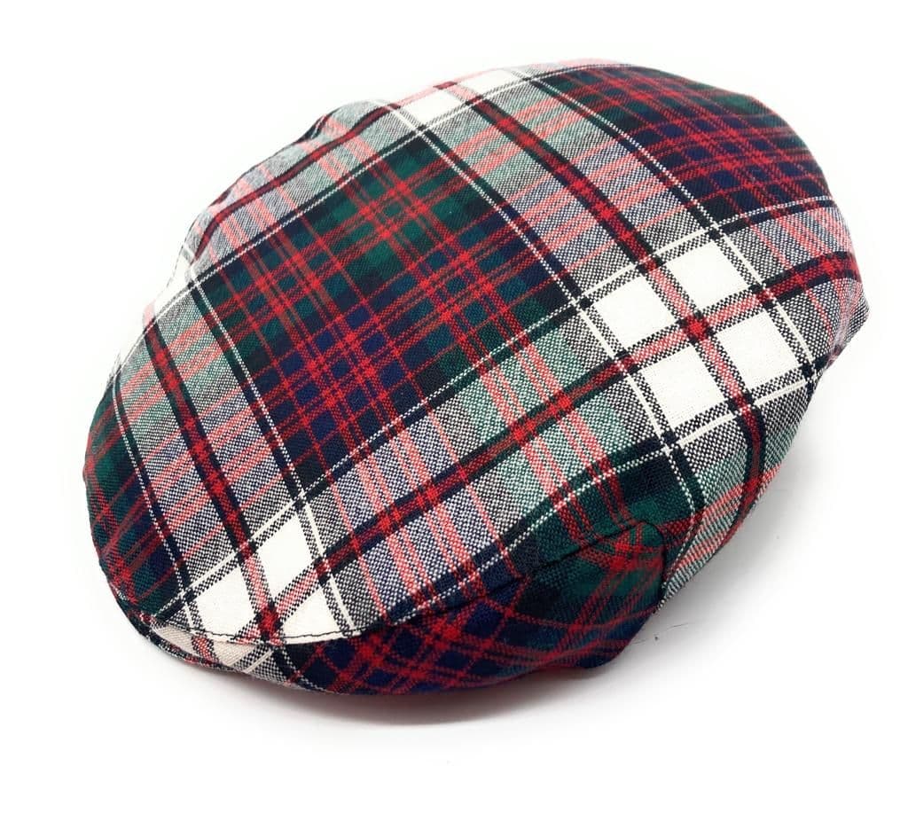 Gents Pure Wool MacDonald Dress Modern Tartan One Size Flat Cap Made in Scotland