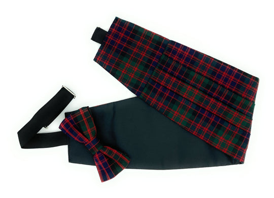 Gents Pure Wool MacDonald Modern Tartan Cummerbund & Bow Tie Set - Made in Scotland
