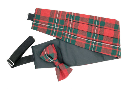 Gents Pure Wool MacGregor Modern Tartan Cummerbund & Bow Tie Set - Made in Scotland