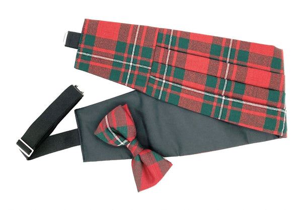 Gents Pure Wool MacGregor Modern Tartan Cummerbund & Bow Tie Set - Made in Scotland