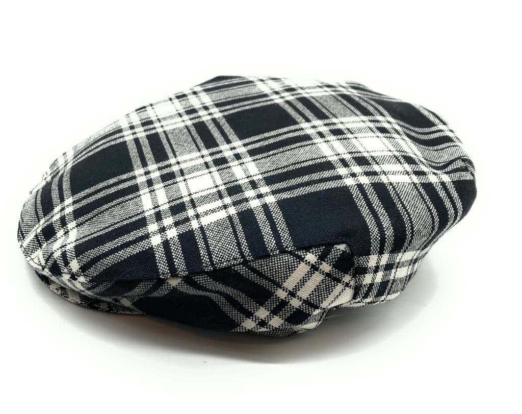 Gents Pure Wool Menzies Black & White  Modern Tartan One Size Flat Cap - Made in Scotland