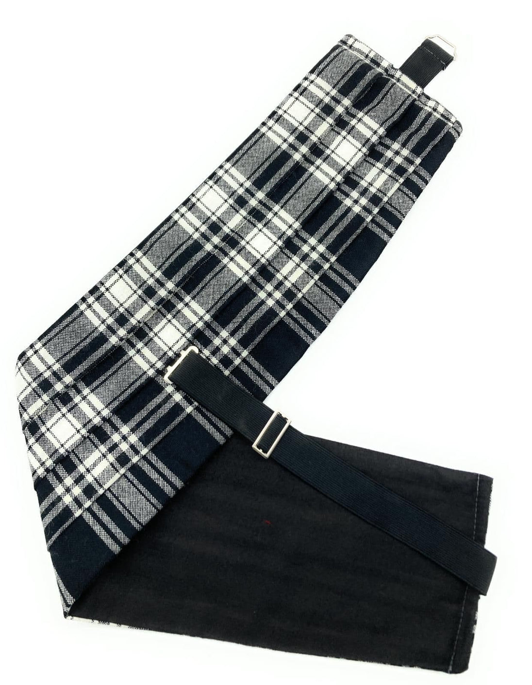 Gents Pure Wool Menzies Black & White Tartan Cummerbund Made In Scotland