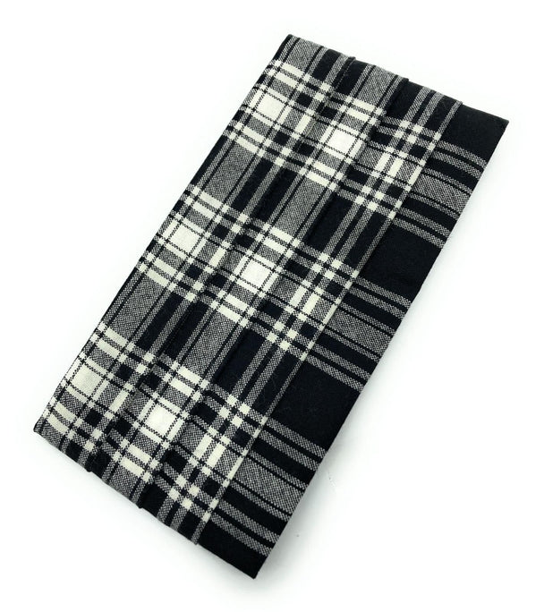 Gents Pure Wool Menzies Black & White Tartan Cummerbund Made In Scotland