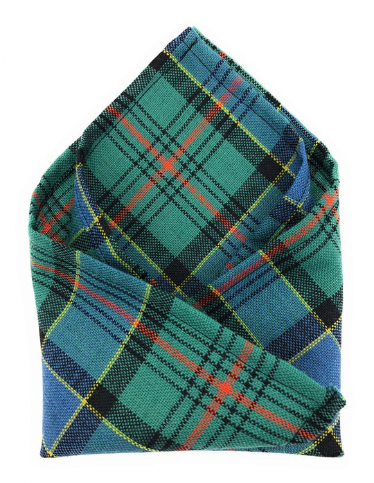 Gents Pure Wool Ogilvie Hunting Ancient Tartan Pocket Square Made In Scotland
