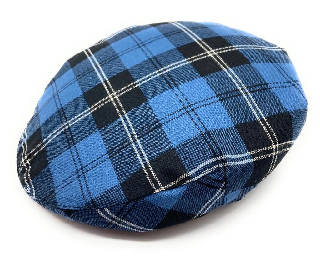 Gents Pure Wool  Ramsay Blue  Tartan One Size Flat Cap Made in Scotland