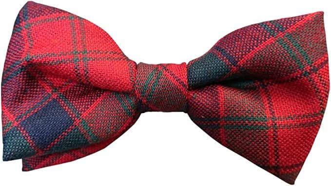 Gents Pure Wool Robertson Red Tartan Bow Tie Made in Scotland