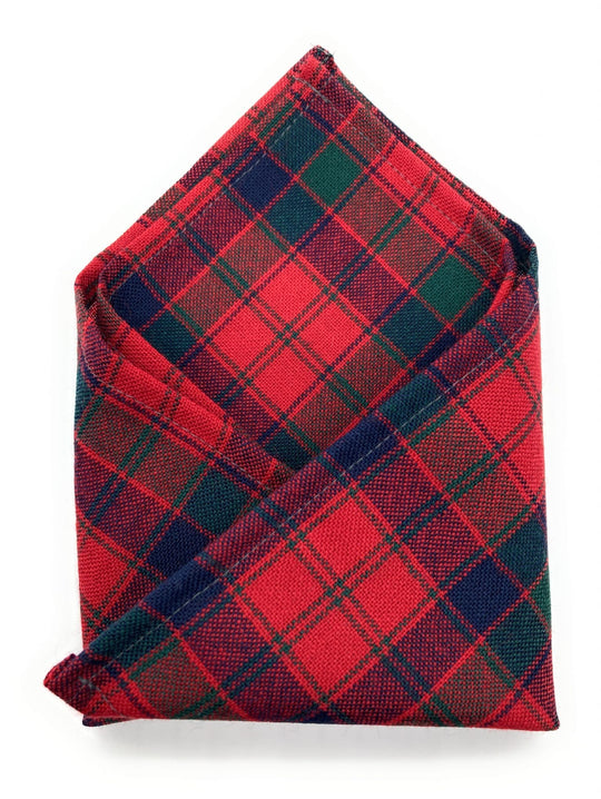 Gents Pure Wool Robertson Red Tartan Pocket Square - Made In Scotland