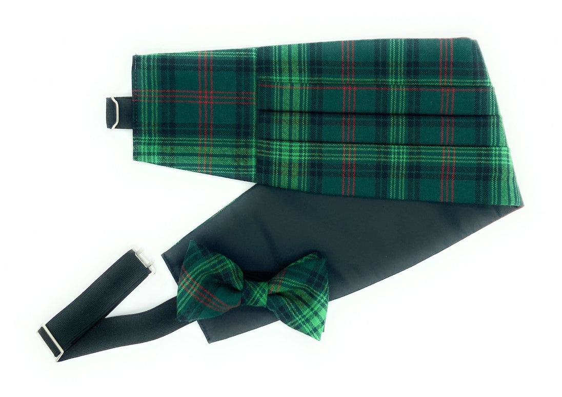 Gents Pure Wool Ross Hunting Tartan Cummerbund & Bow Tie Set - Made in Scotland