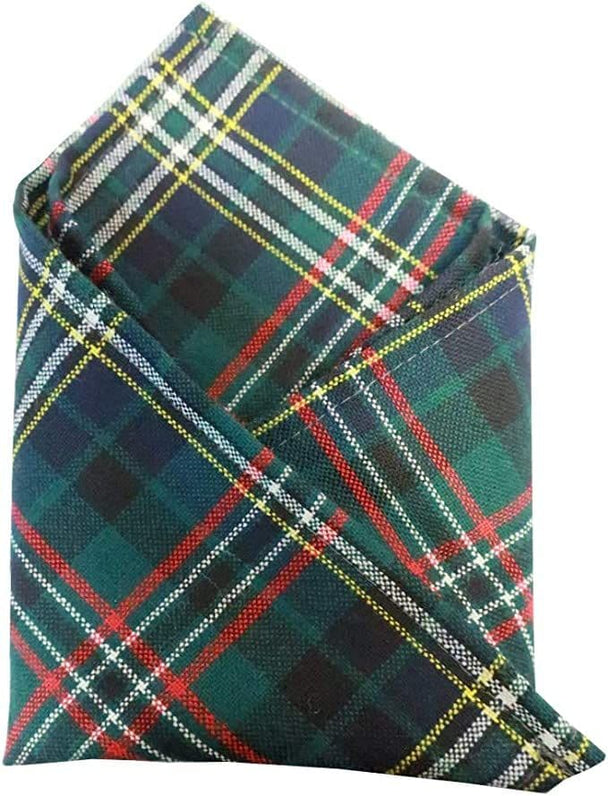 Gents Pure Wool Scott Green Tartan Pocket Square - Made In Scotland