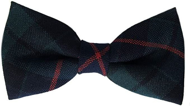 Gents Pure Wool Tartan Morrison Green Bow Tie Made in Scotland