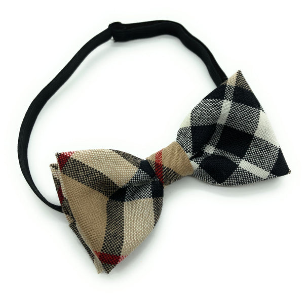 Gents Pure Wool Thomson Camel Tartan Bow Tie and Matching Pocket Square Set - Made in Scotland