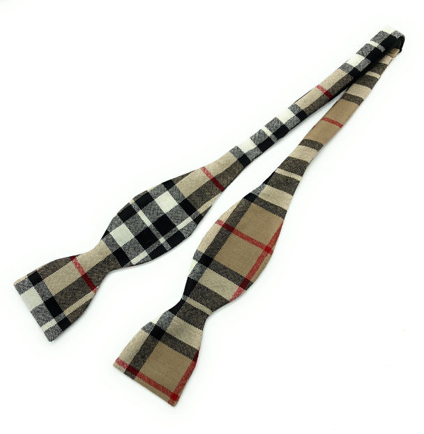Gents Pure Wool Thomson Camel Tartan Self Tied Bow Tie Made in Scotland