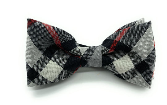 Gents Pure Wool Thomson Grey Tartan Bow Tie Made in Scotland