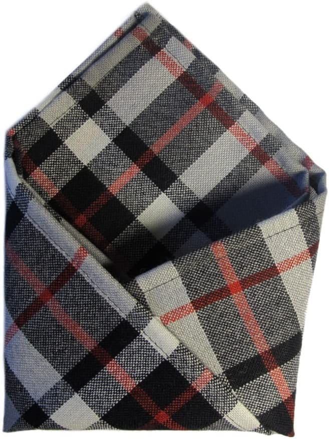 Gents Pure Wool Thomson Grey Tartan Pocket Square - Made In Scotland