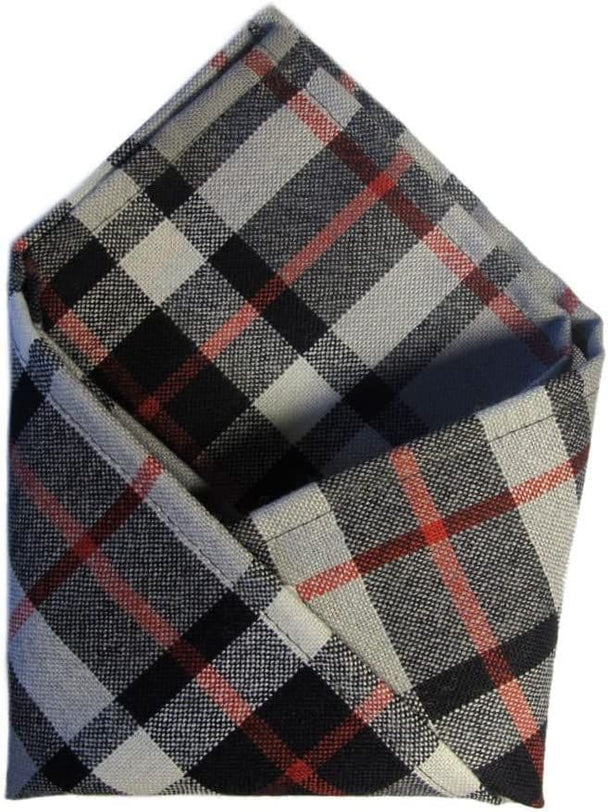 Gents Pure Wool Thomson Grey Tartan Pocket Square - Made In Scotland