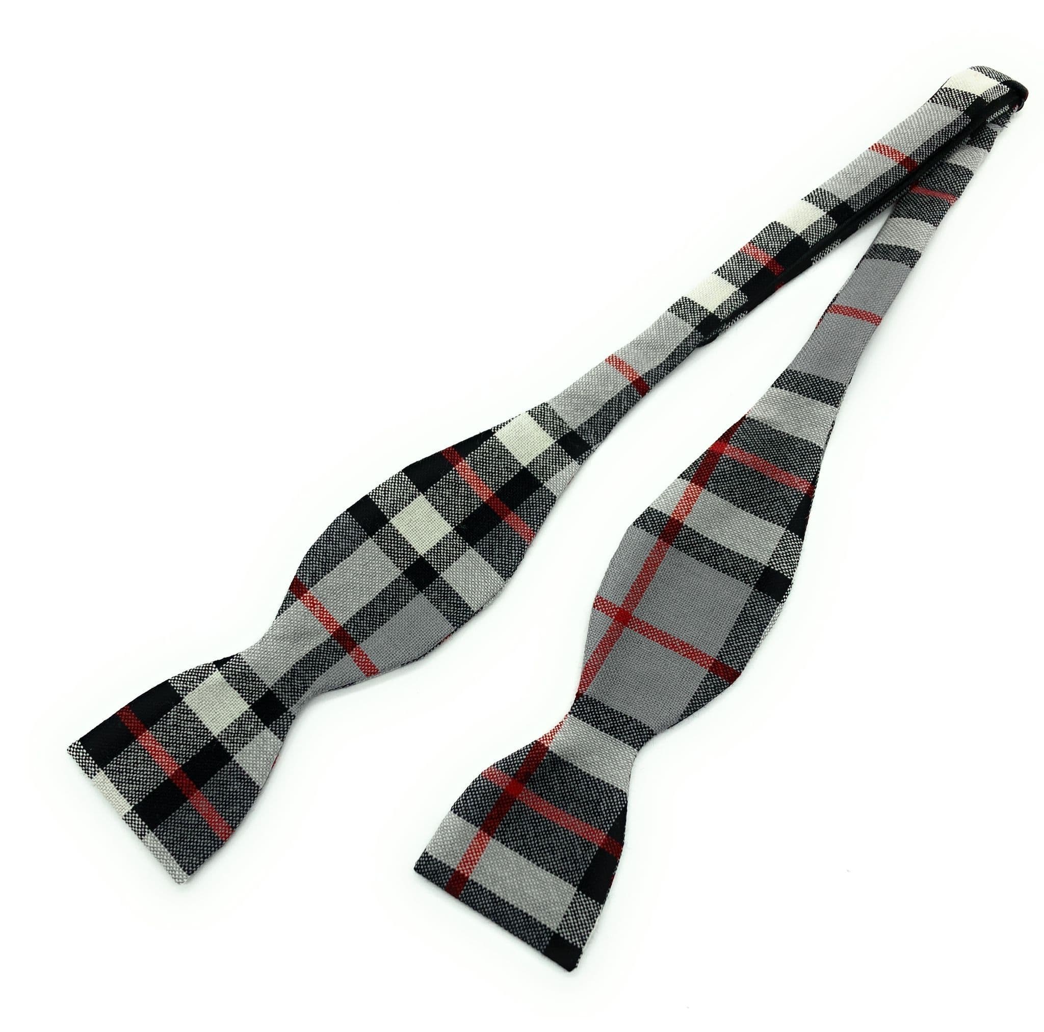 Gents Pure Wool Thomson Grey Tartan Self Tied Bow Tie Made in Scotland