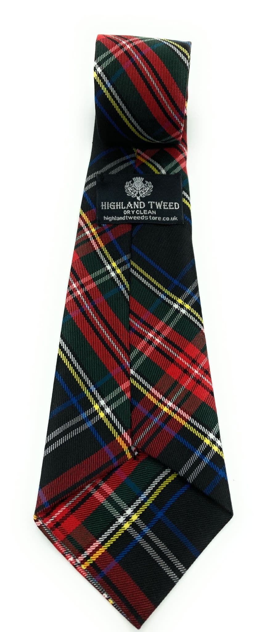 Gents Stewart Black Tartan Tie & Matching Pocket Square Set