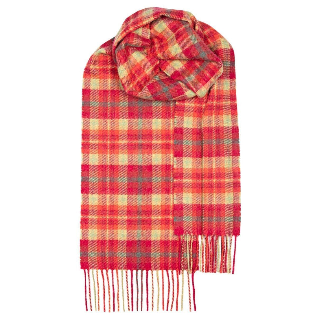 Highland Rose Tartan Pure Lambswool Unisex Scarf - Made in Scotland